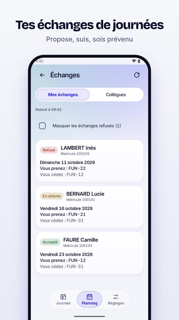 Les échanges de journées.